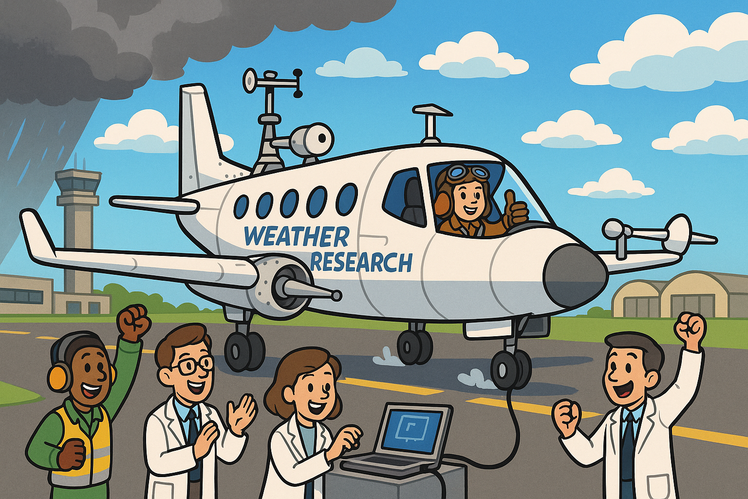 Captain Storm landing safely with ground team celebrating mission success