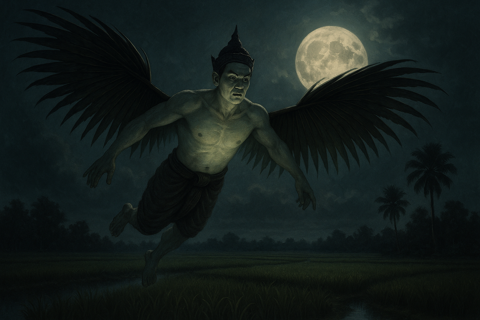 ピー・クラハーン - ココナッツの葉で夜空を飛ぶ妖怪