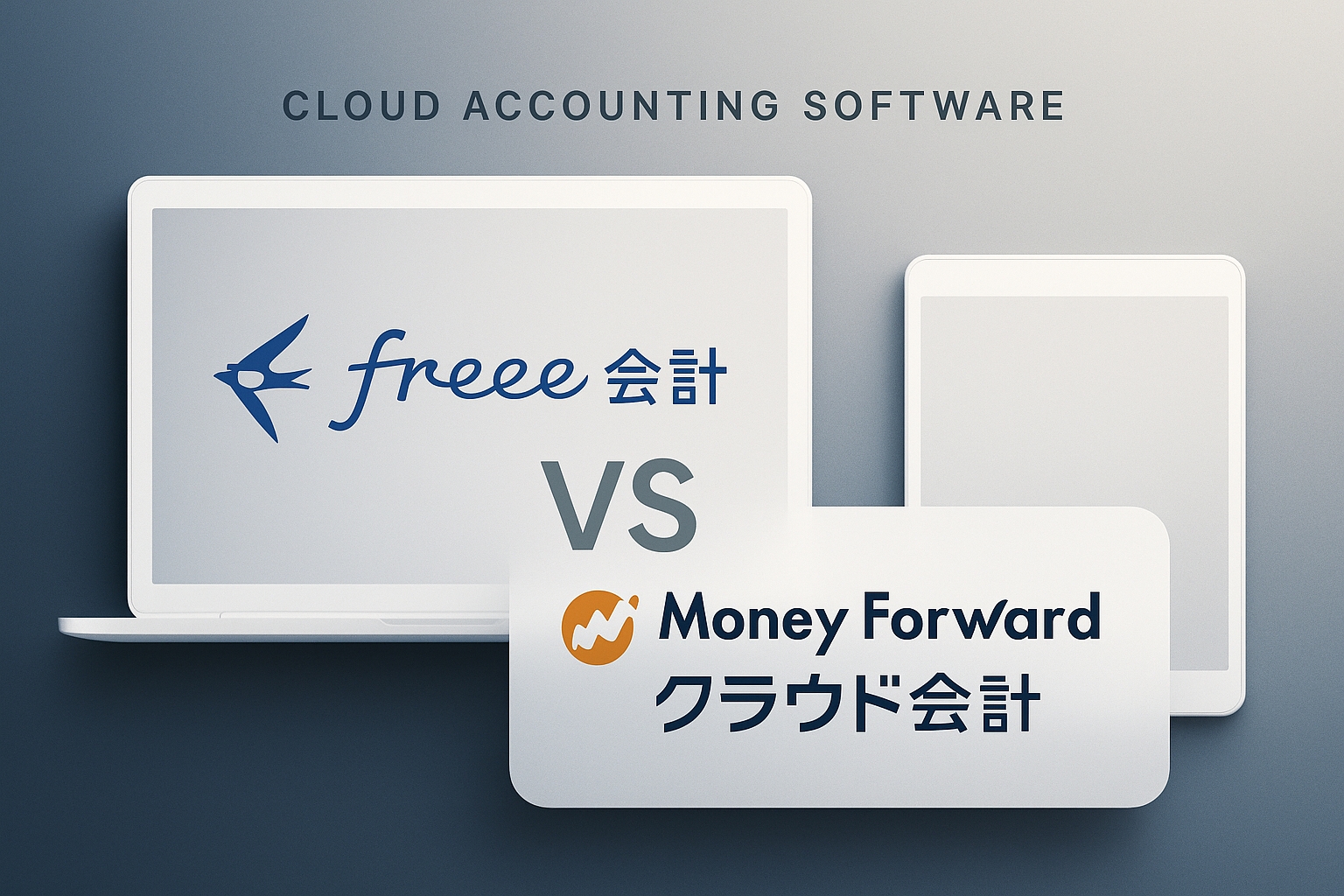 freee会計とマネーフォワードクラウド会計のスタイリッシュな比較イメージ