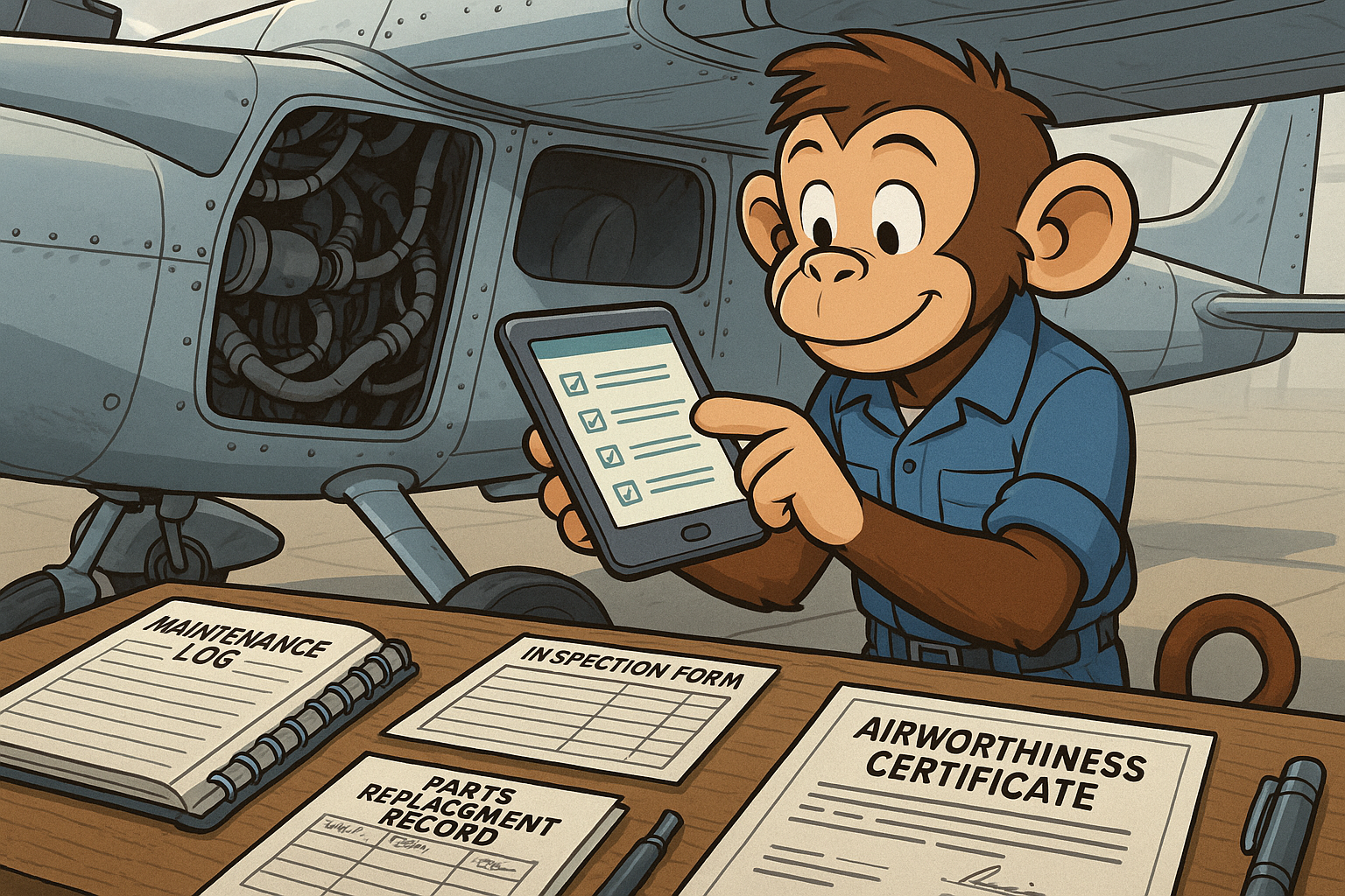 Aircraft maintenance documentation and post-flight inspection procedures