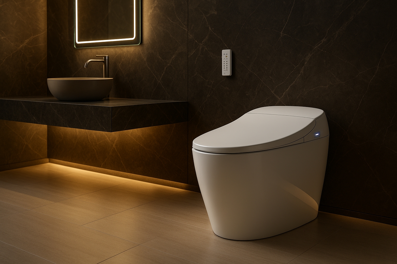 Luxurious Bathroom with BRAVAT Smart Toilet