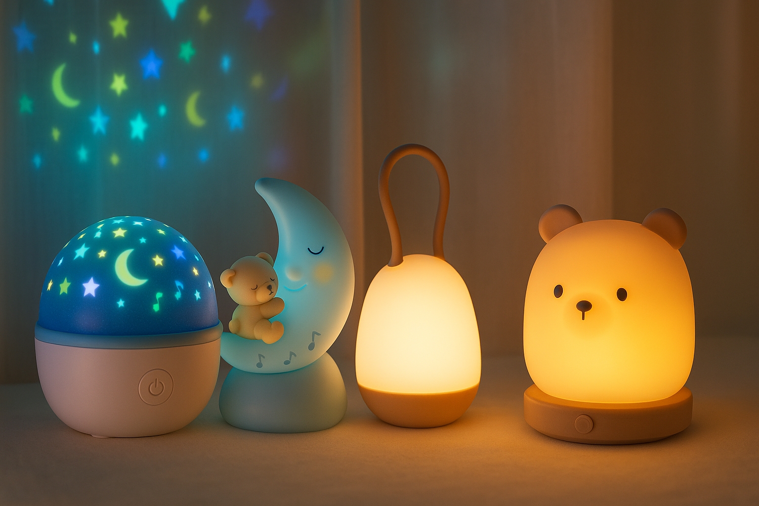 Collection de veilleuses apaisantes pour bébé - projecteur d'étoiles et éclairage doux
