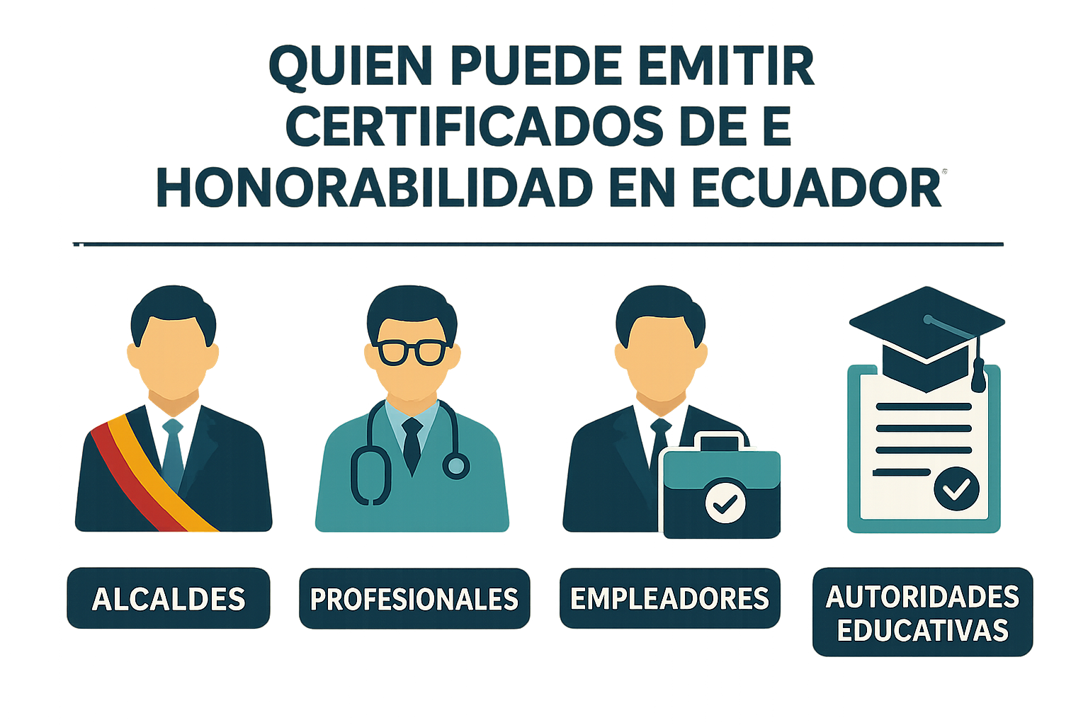 Infografía de autoridades que pueden emitir certificados de honorabilidad en Ecuador
