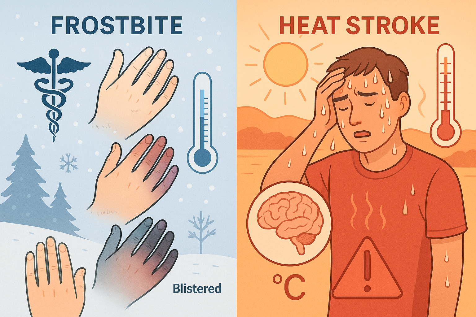 Frostbite and Heat Stroke Comparison