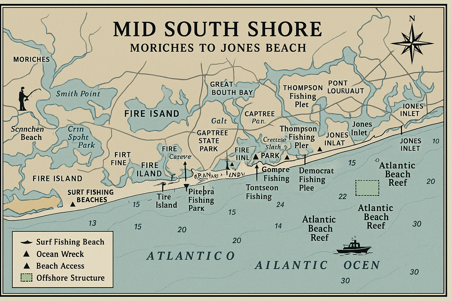 Mid South Shore Fishing Map