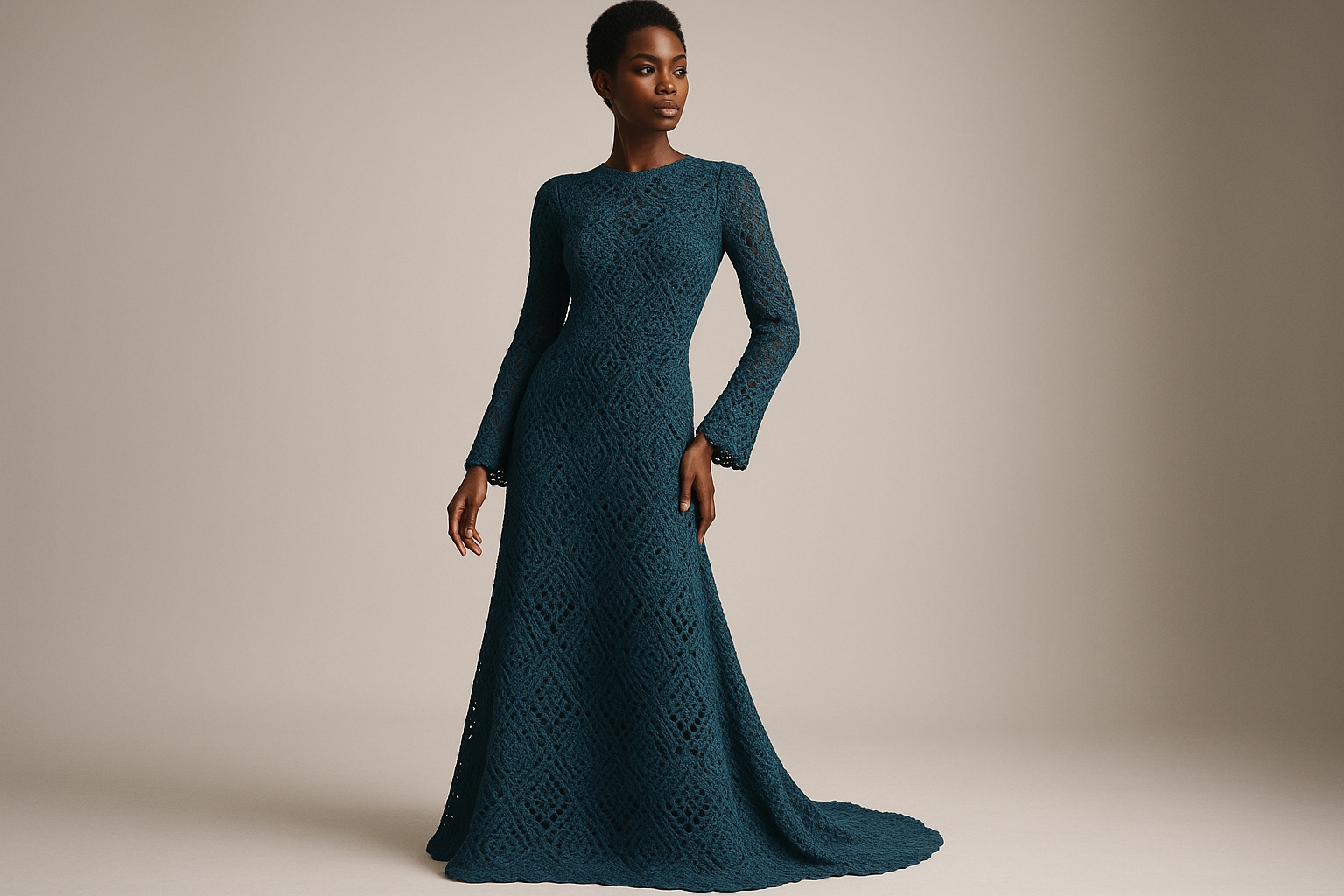 Teal Floor-Length Gown