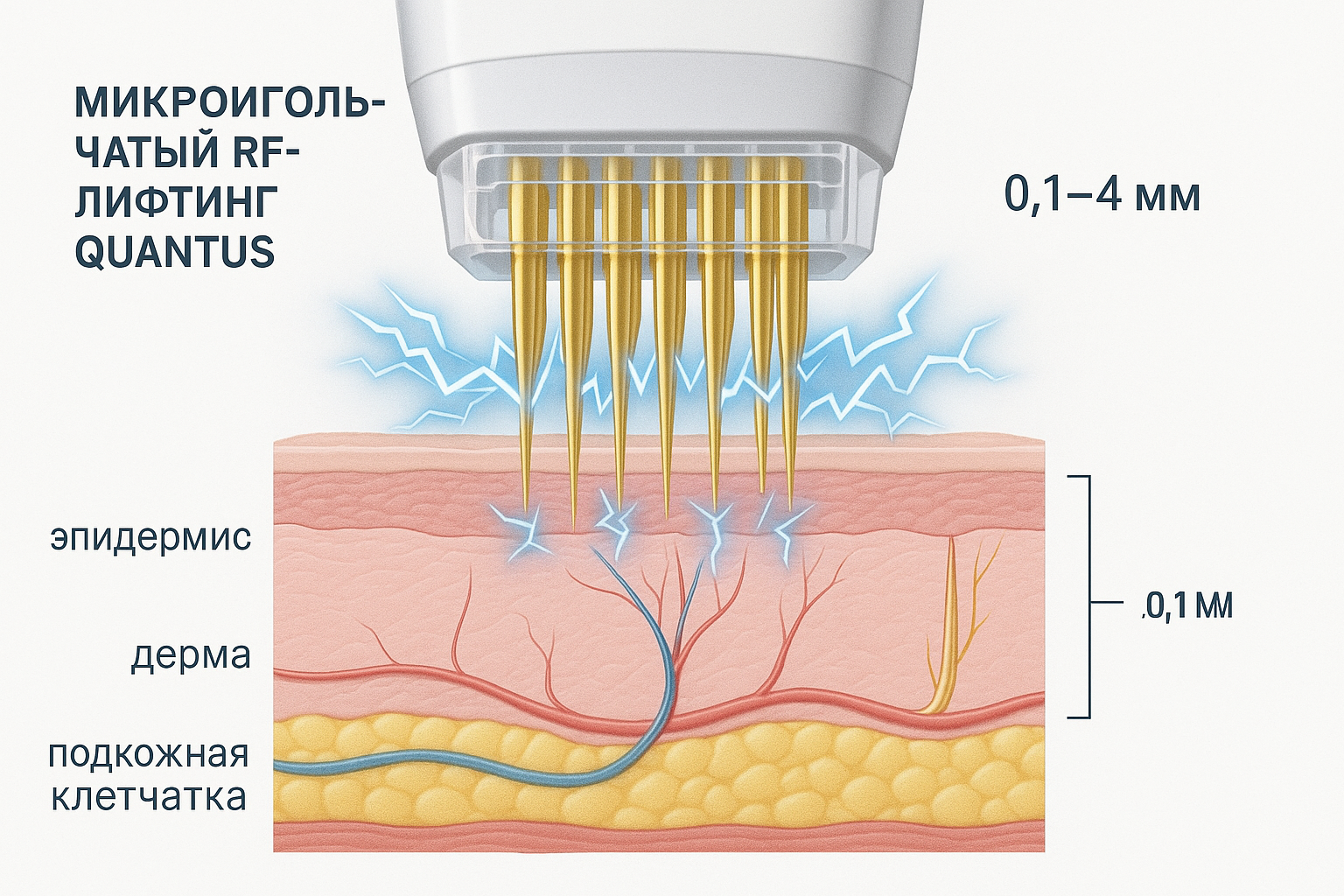 Принцип микроигольчатого RF QUANTUS
