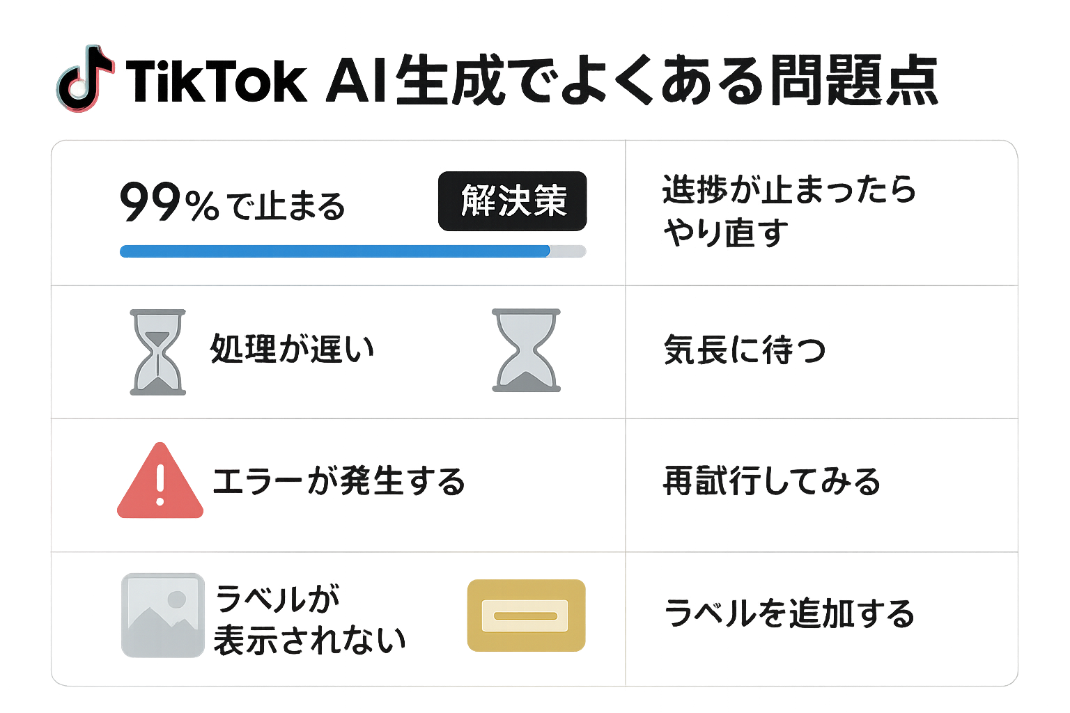 TikTokのAI生成でよくある問題