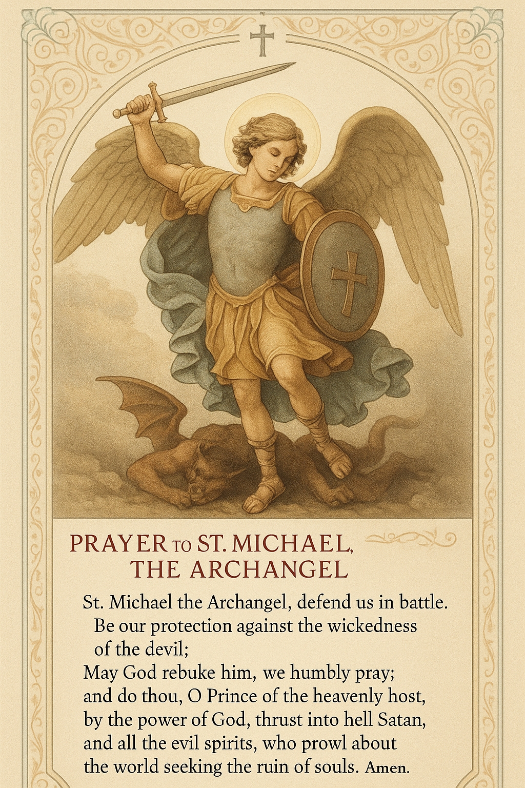 Prayer to St. Michael the Archangel for Protection - Printable Catholic Prayer Card