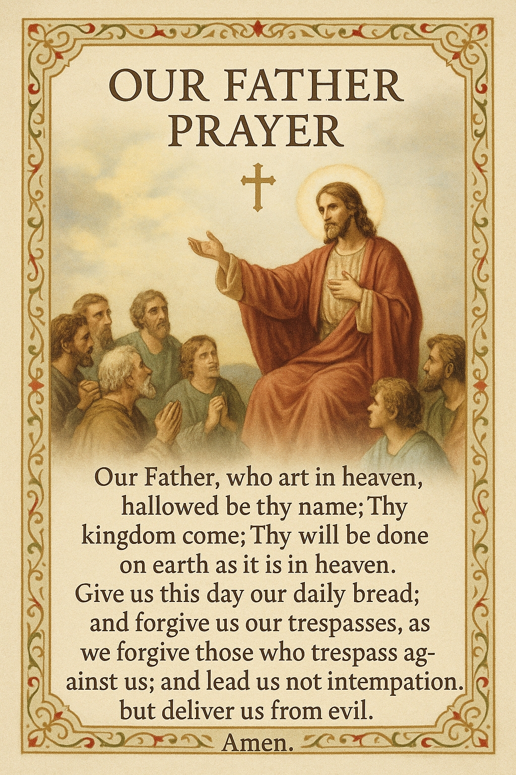 Our Father Prayer - Printable Catholic Prayer Card