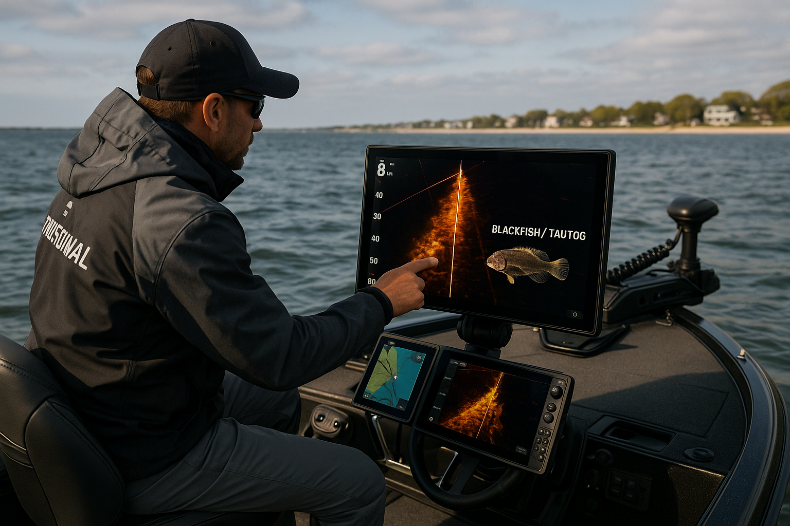Angler using forward-facing sonar