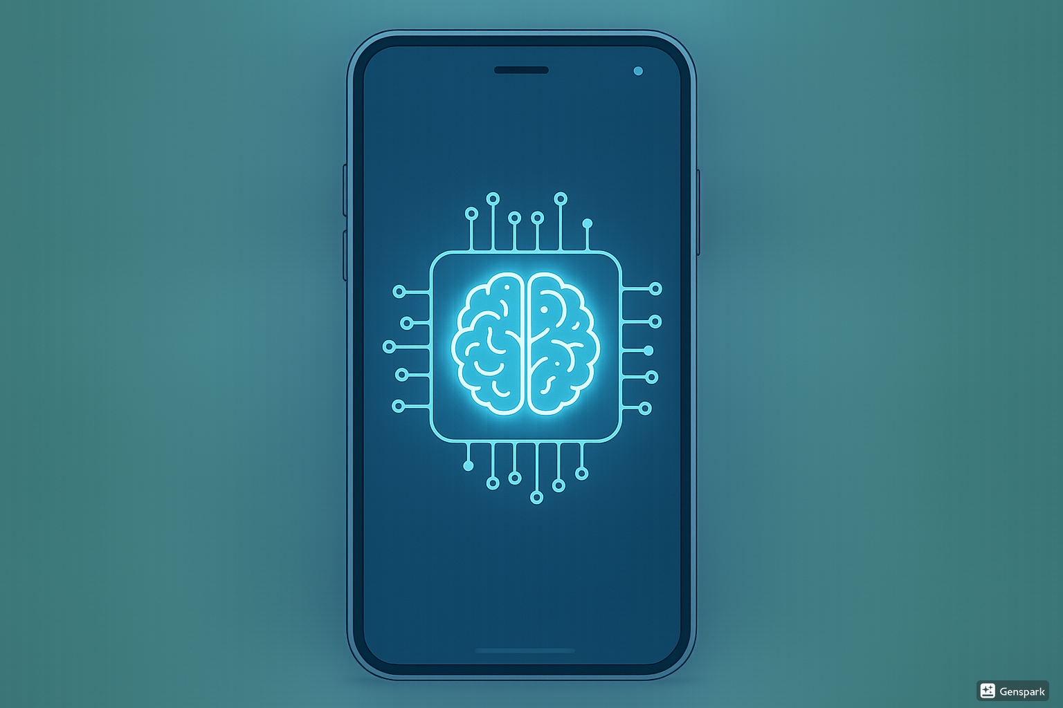 Smartphone with glowing brain icon indicating on-device AI processing