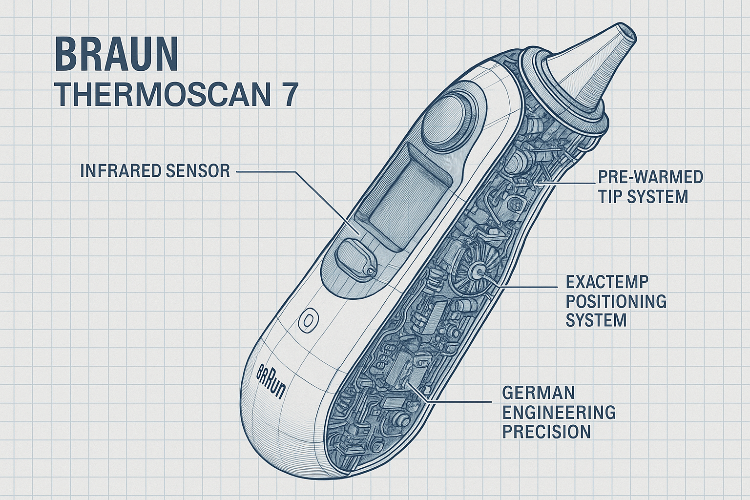 Braun ThermoScan 7 Technical Components Diagram