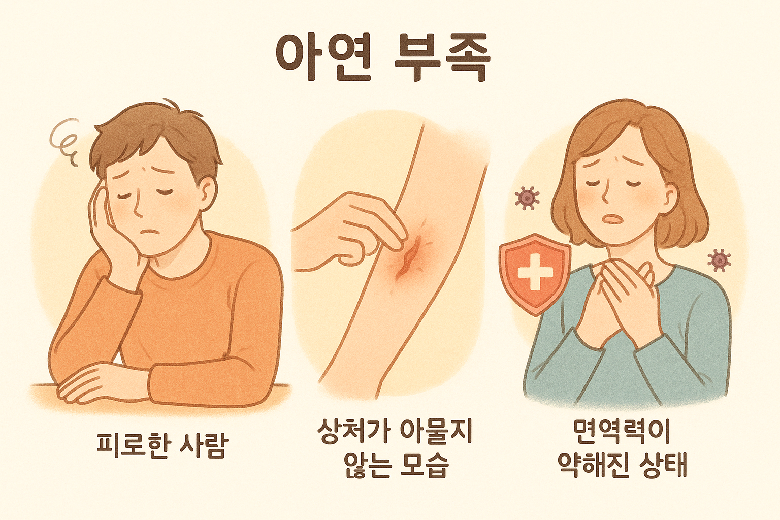 아연 부족 주요 증상 이미지