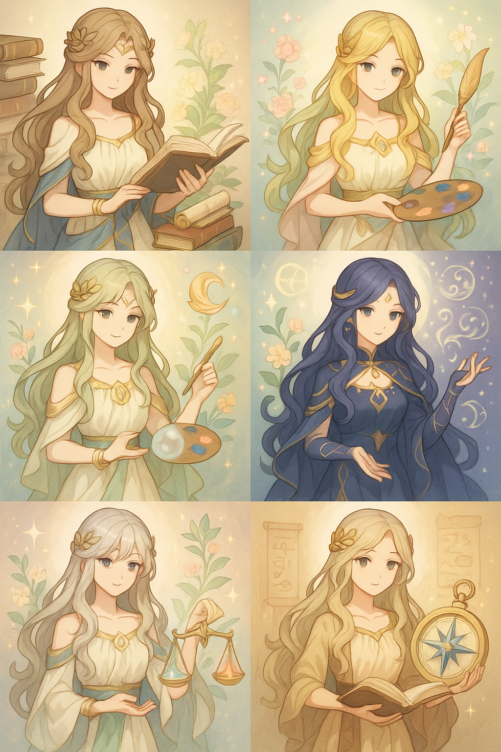 女神たちの集合イラスト