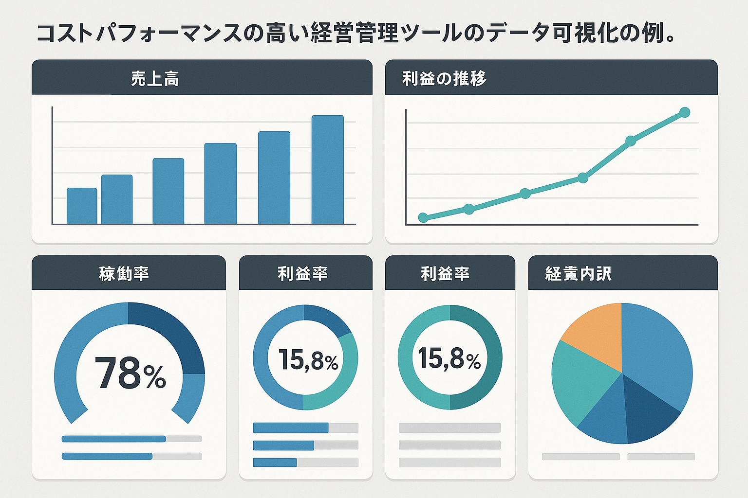 コストパフォーマンスの高い経営管理ツールのデータ可視化例