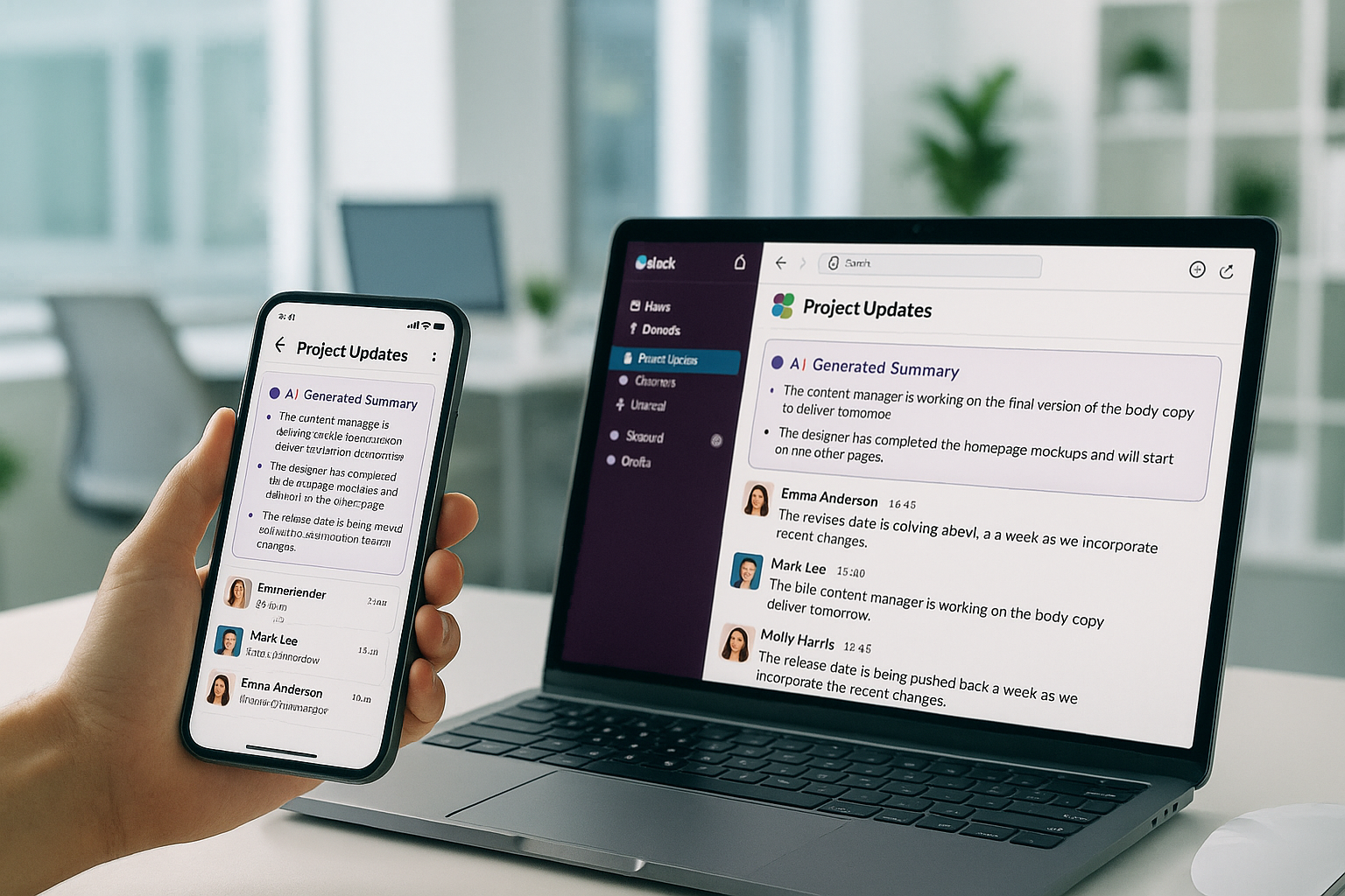 Slackの新しいAI要約機能のイメージ