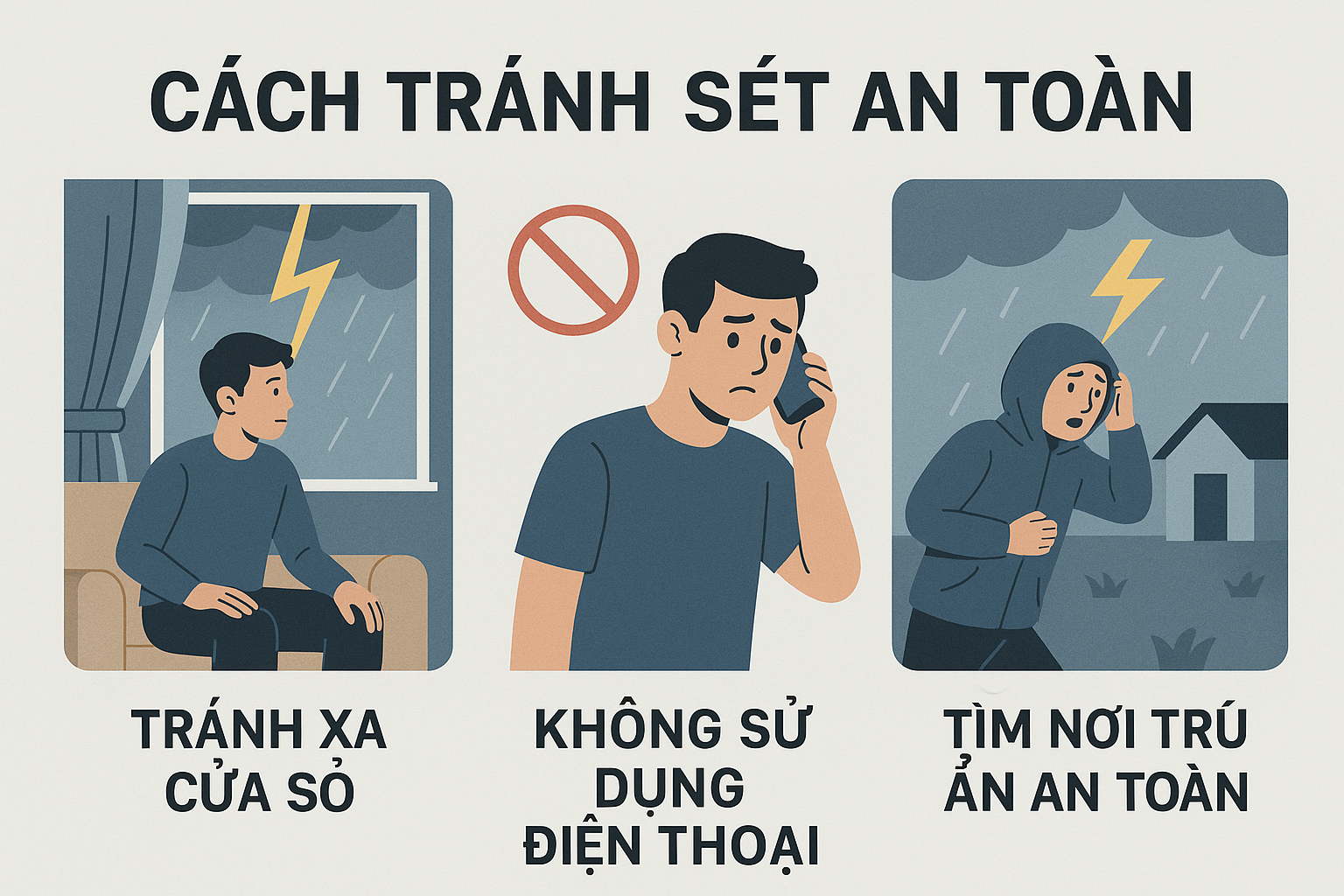 Infographic hướng dẫn an toàn chống sét đánh