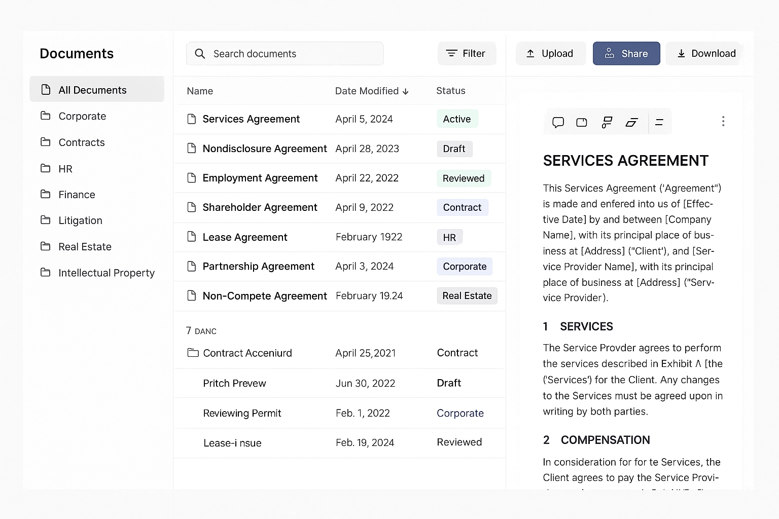 Document Management Interface