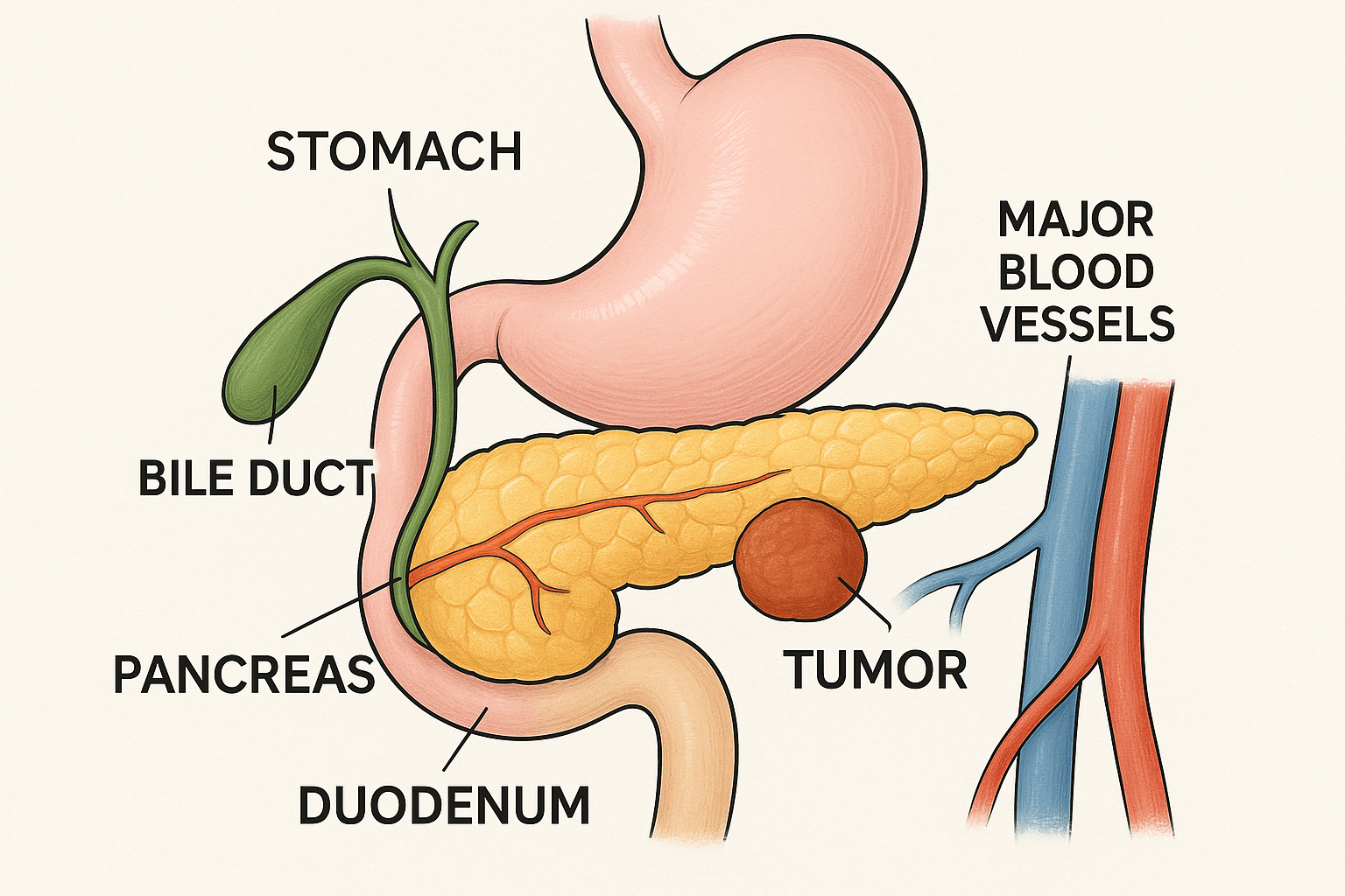 pancreatic tumor anatomy illustration