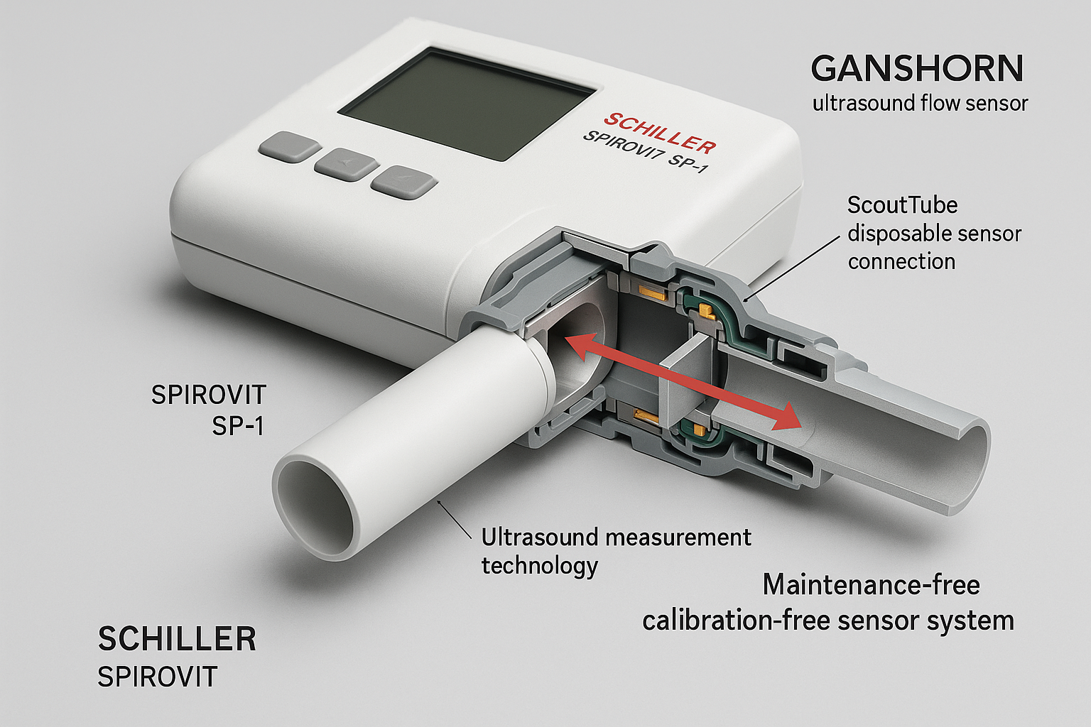 SCHILLER SPIROVIT SP-1 2 Ultrasound Sensor Technology Diagram
