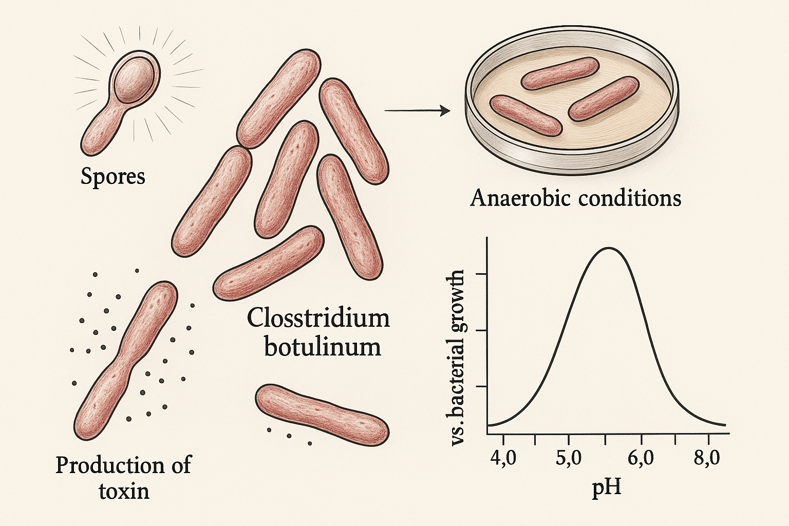 DIAGRAMME SCIENTIFIQUE DU CLOSTRIDIUM BOTULINUM