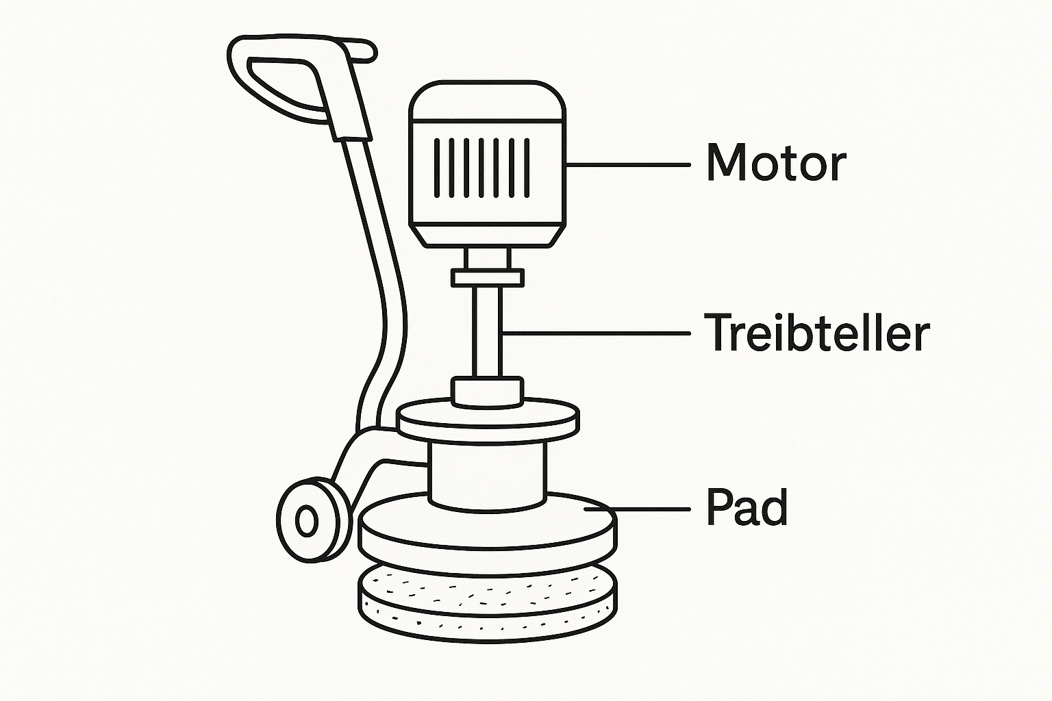 Technische Zeichnung einer Einscheibenmaschine - Aufbau und Komponenten