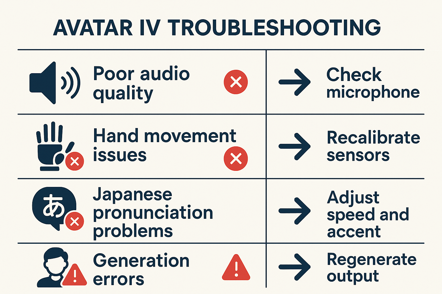 Avatar IVトラブルシューティングガイド