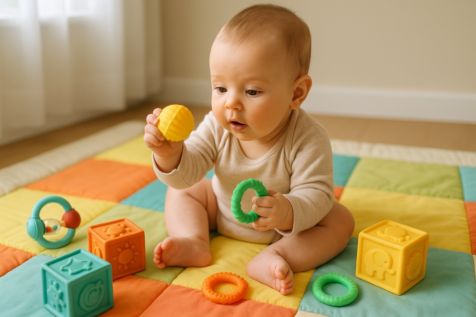 Bébé jouant avec des jouets éducatifs