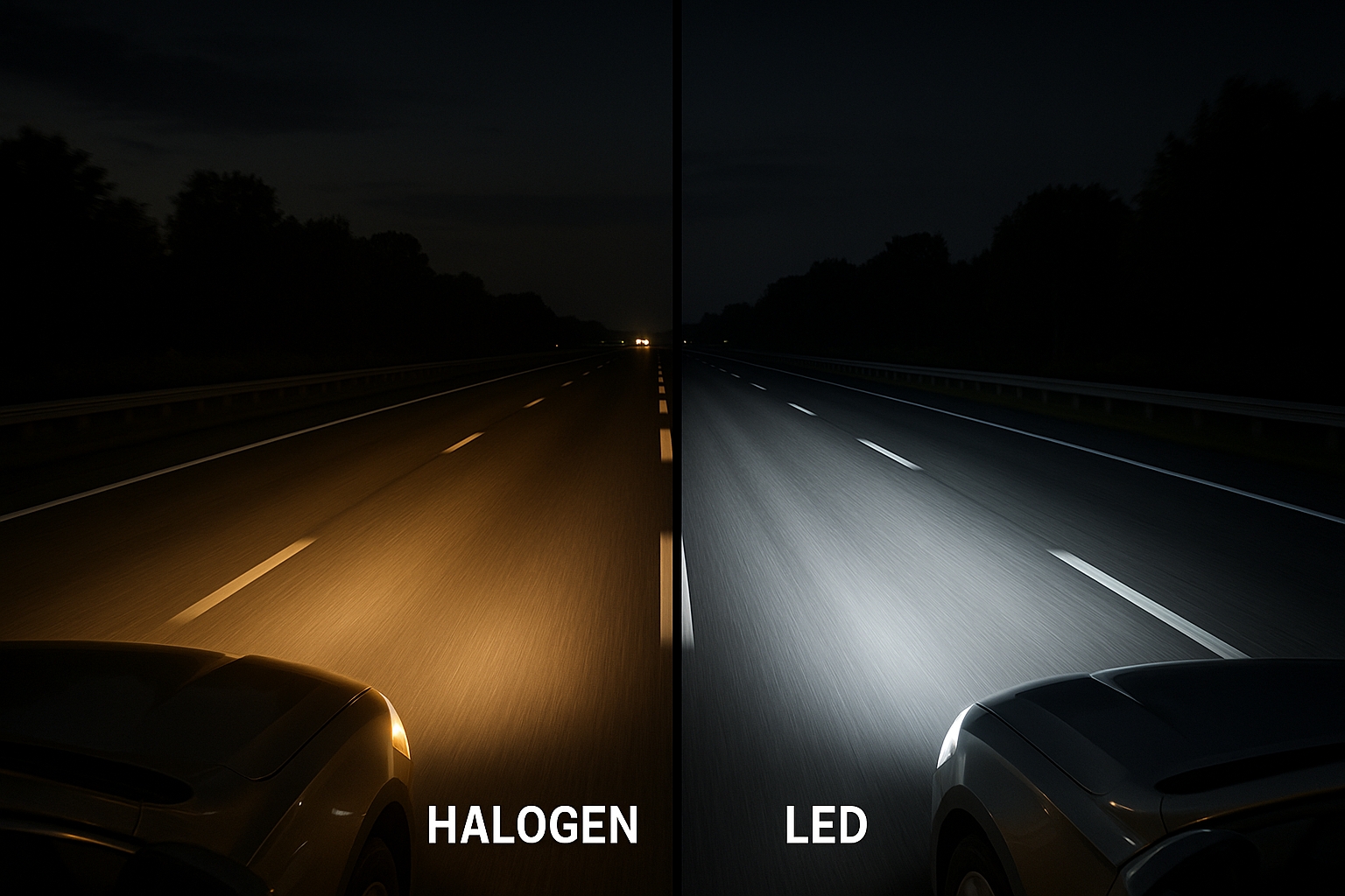ハロゲンとLEDヘッドライトの比較