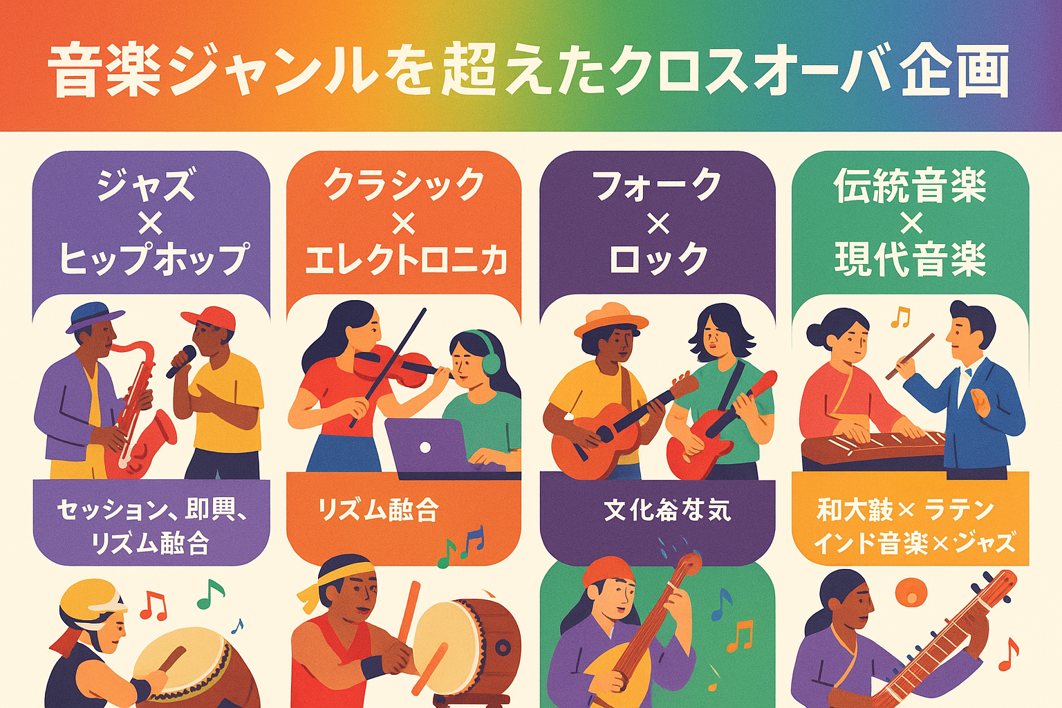 音楽ジャンルを超えたクロスオーバー企画のインフォグラフィック