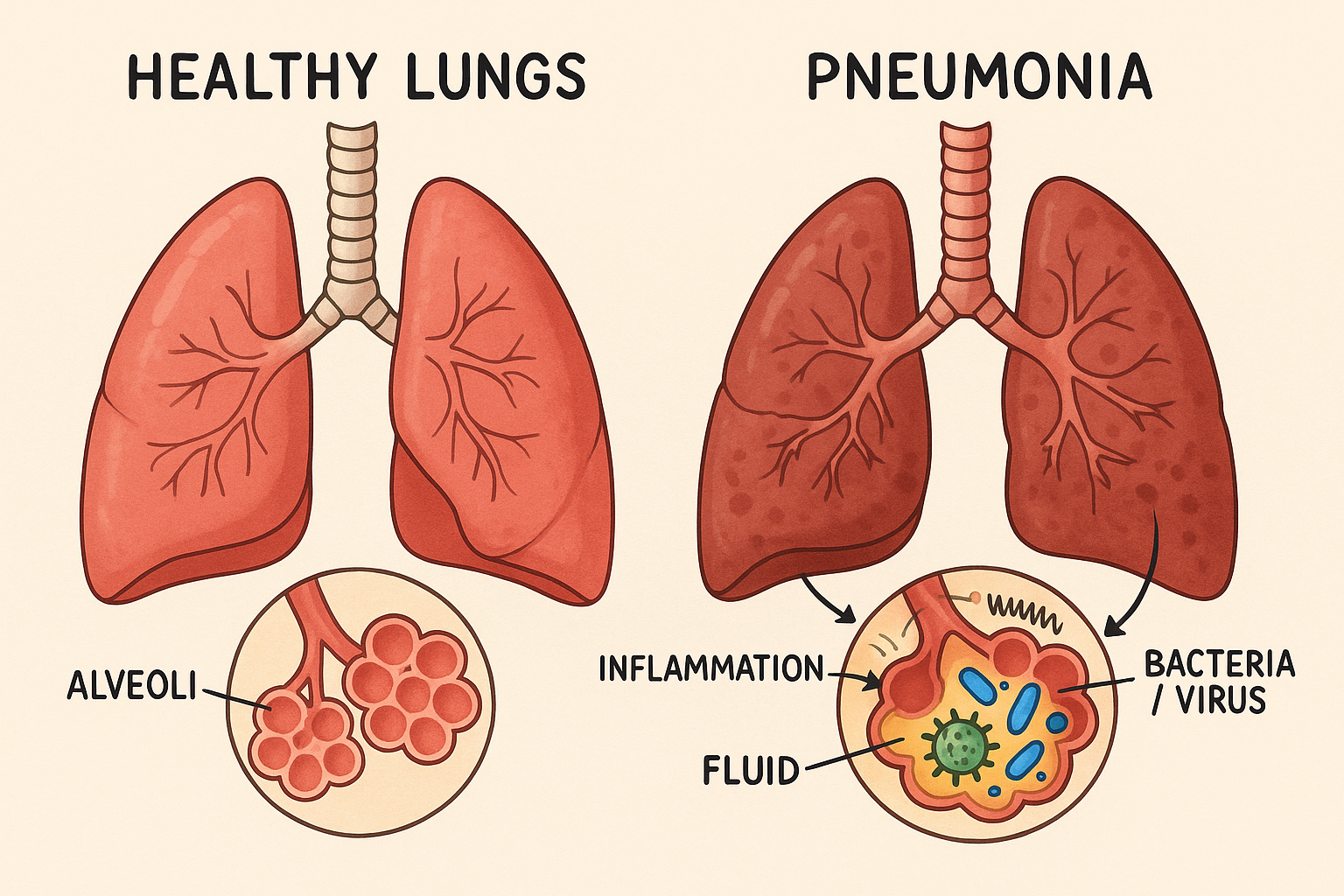Pneumonia Anatomical Illustration