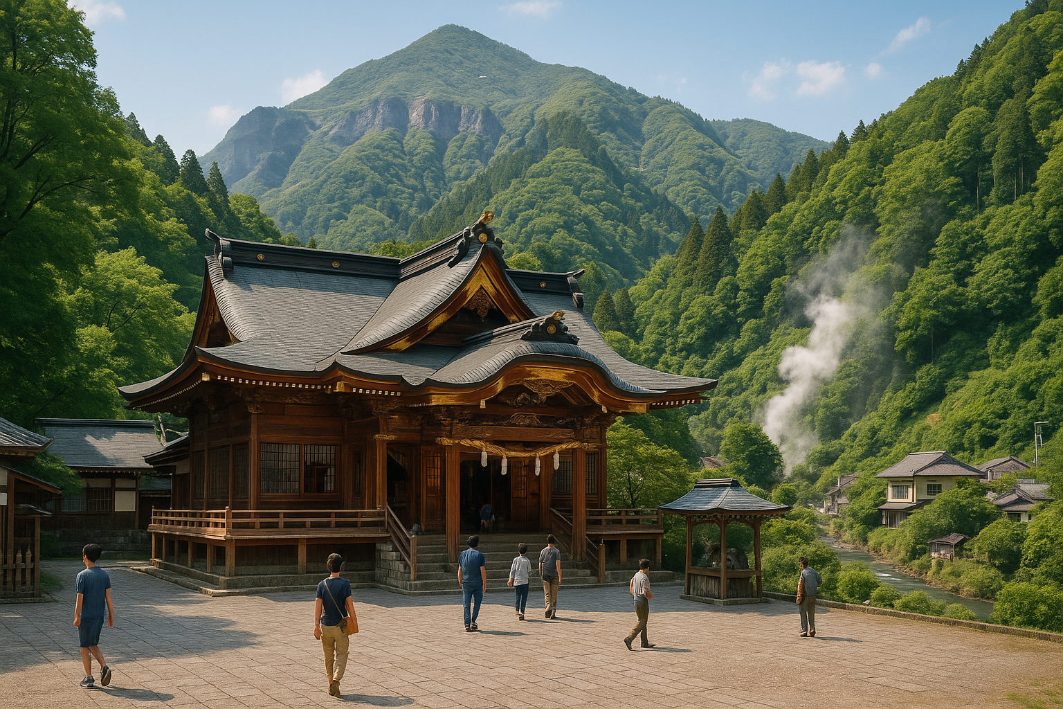 Chichibu mountain landscape with traditional shrine