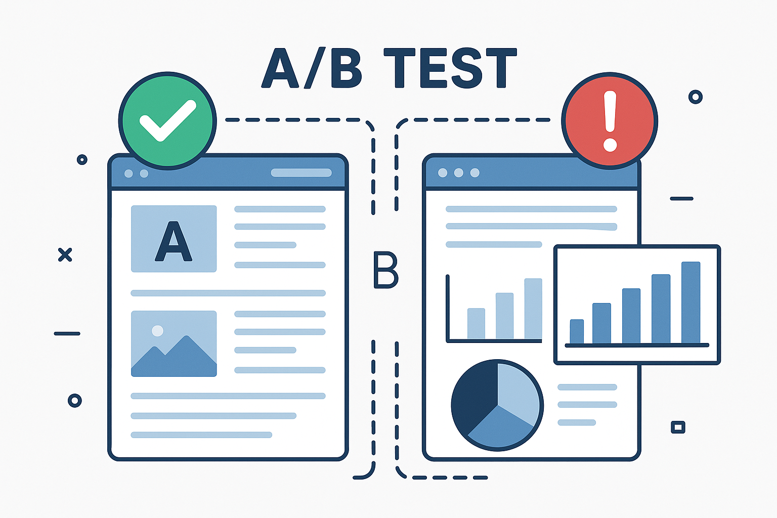 A/Bテストの概念を表現するイラスト