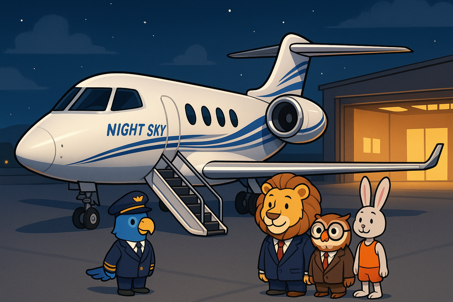 Night Sky private jet at terminal
