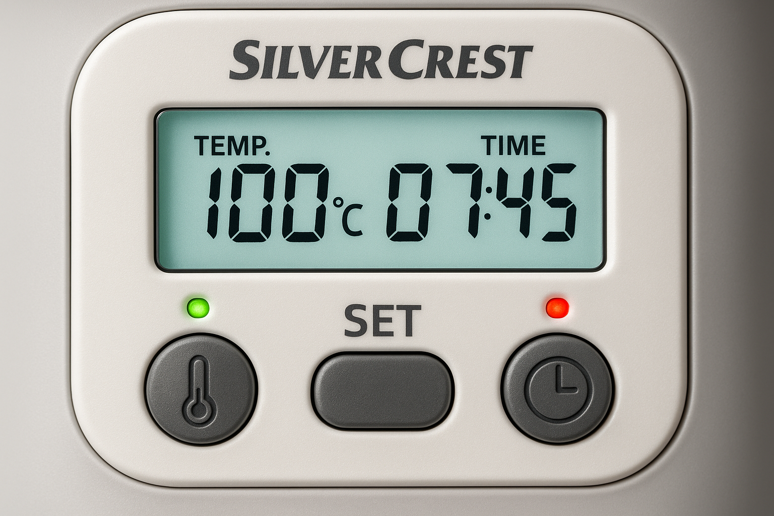 GROS PLAN DÉTAILLÉ DE L'INTERFACE DE CONTRÔLE DU STÉRILISATEUR SILVERCREST