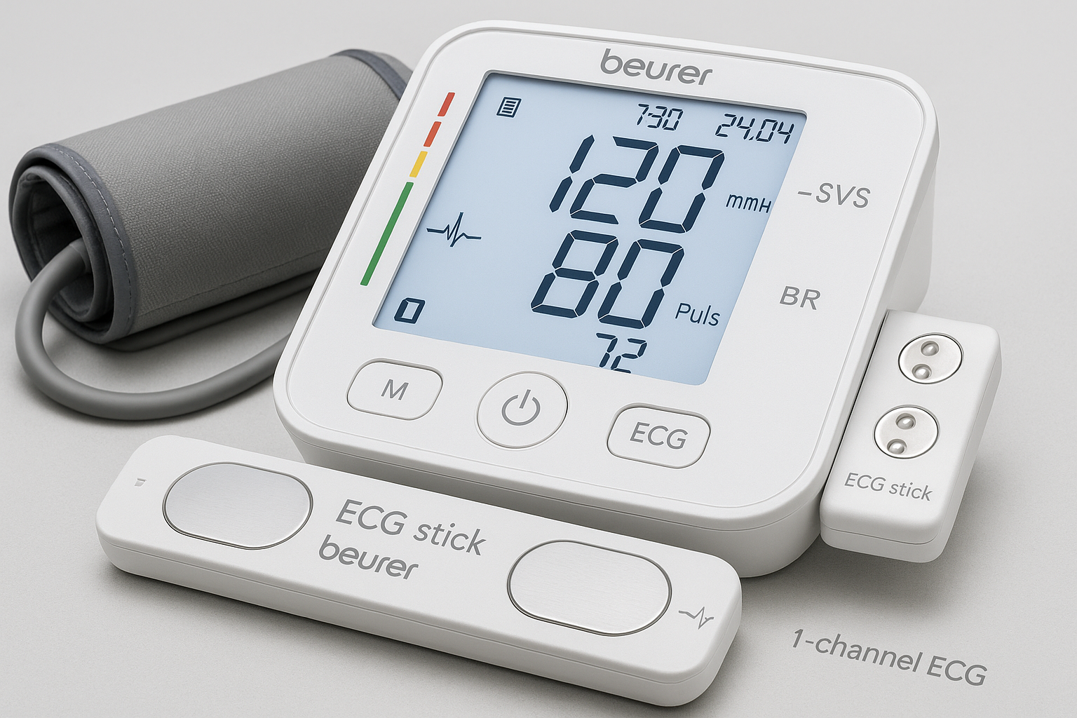 ECG stick functionality demonstration showing single-lead ECG measurement capability