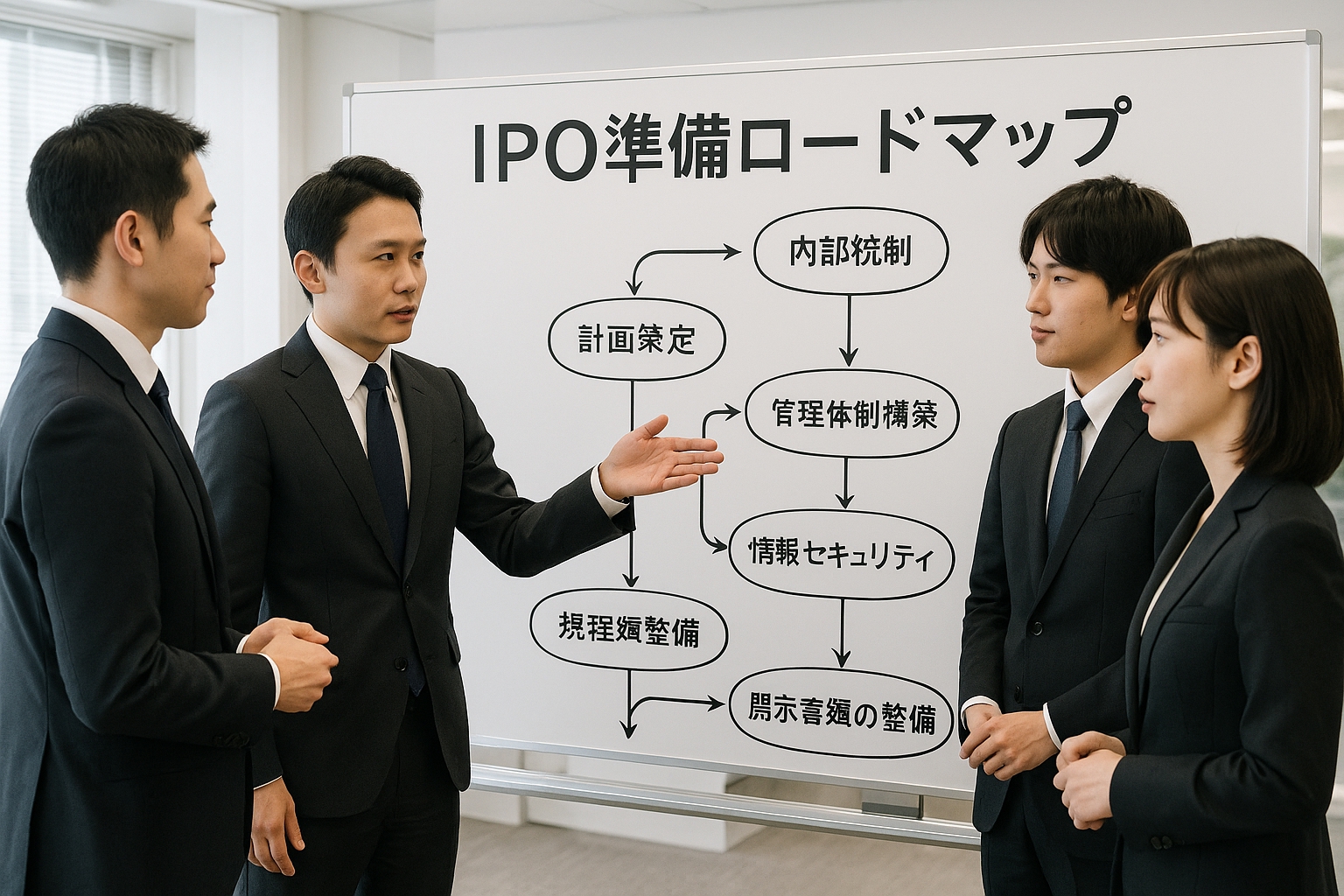 IPO準備に取り組むオフィス風景
