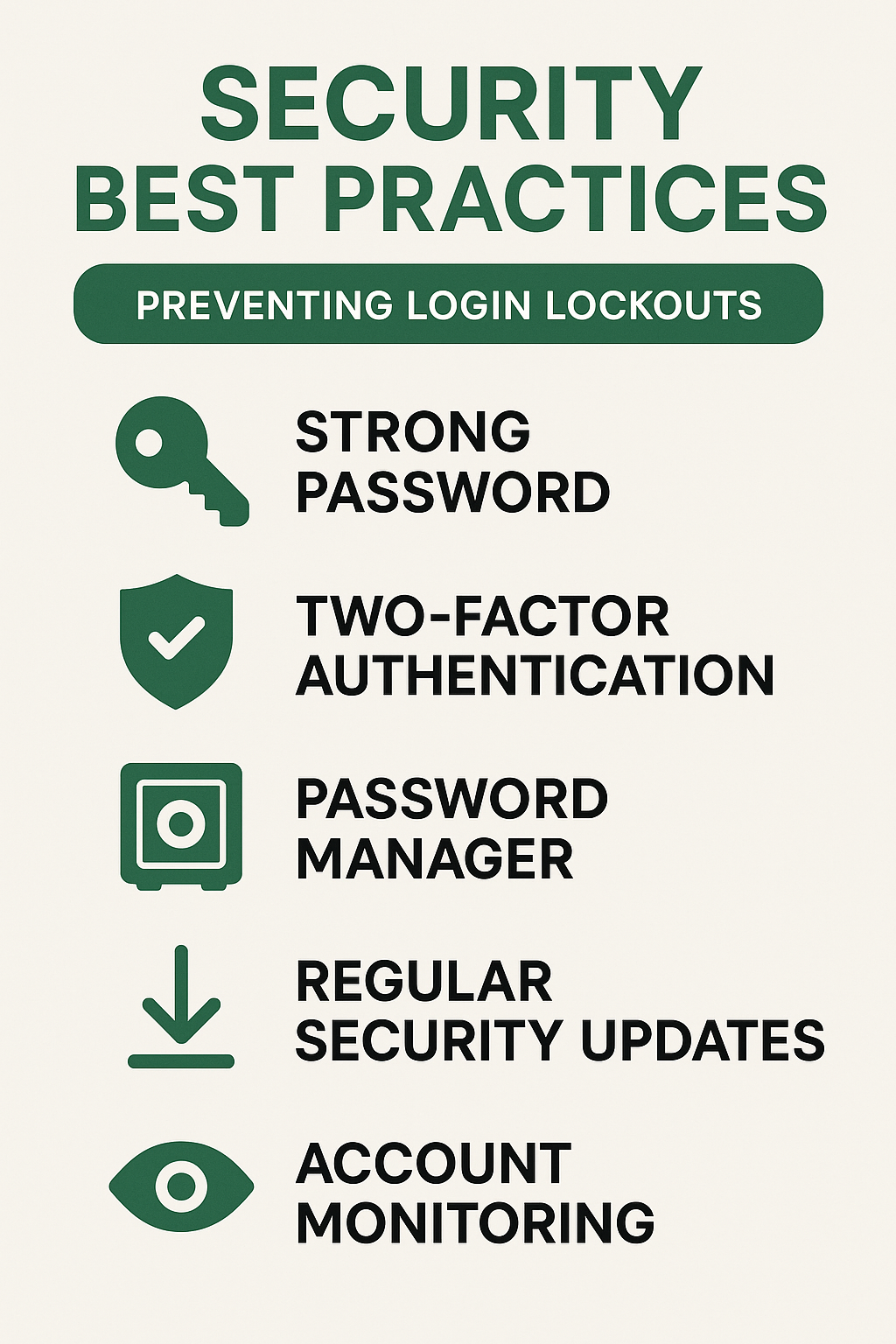 Security best practices infographic for preventing login lockouts