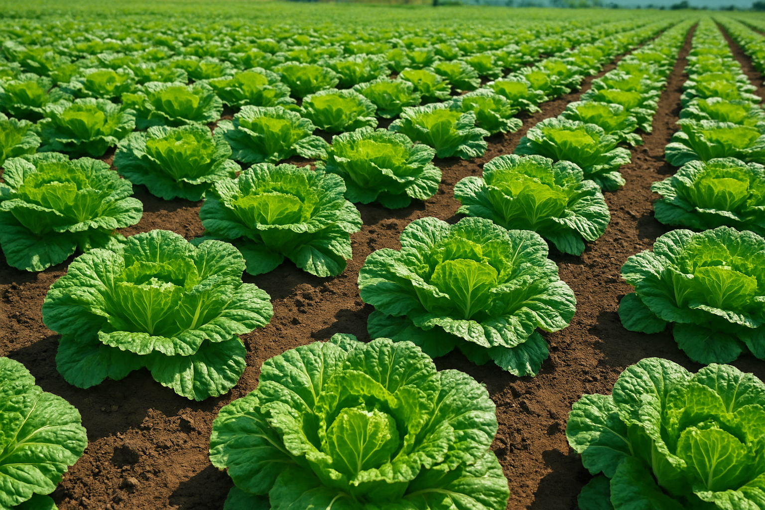 신선한 배추밭의 모습