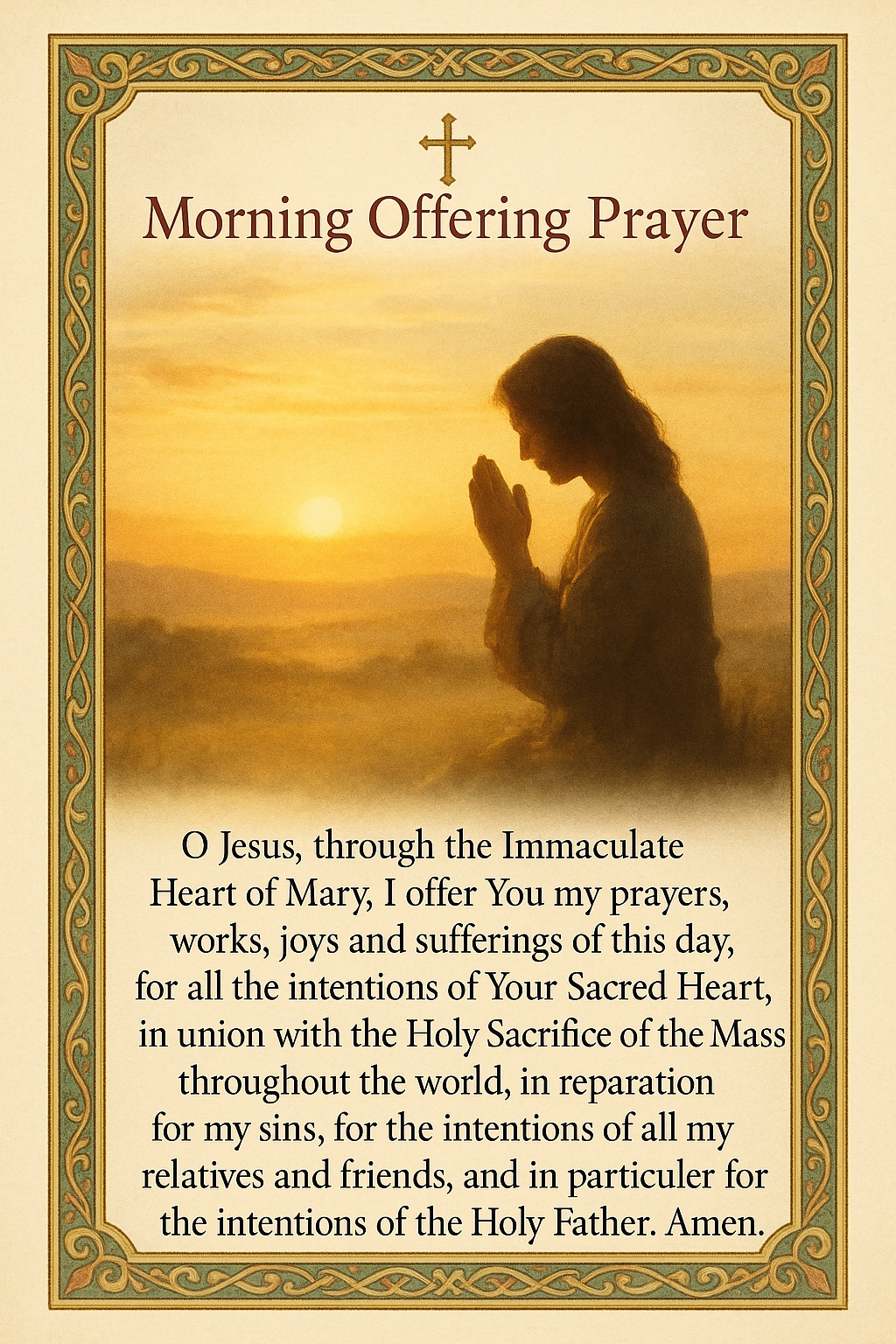 Morning Offering Prayer - Printable Catholic Prayer Card