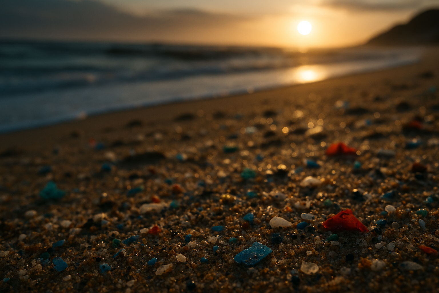 Microplastiche sulla spiaggia atlantica francese
