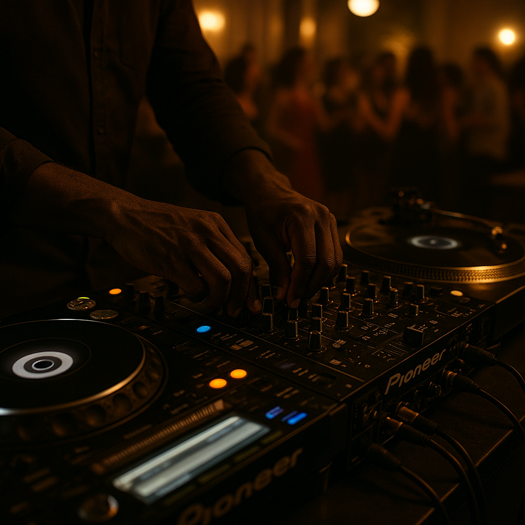 DJ hands on equipment