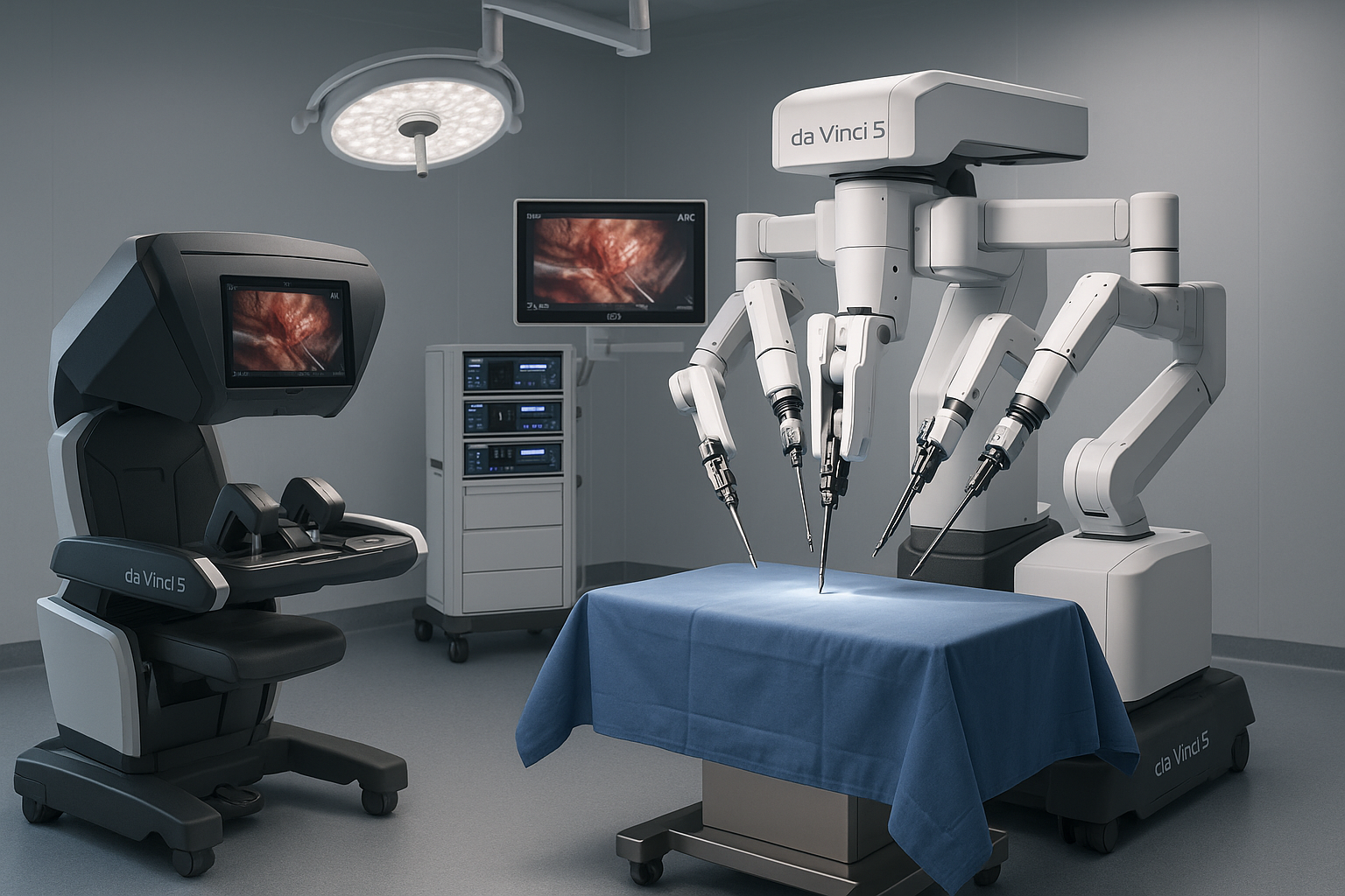 ROBOT CHIRURGICAL DA VINCI 5 EN SALLE D'OPÉRATION