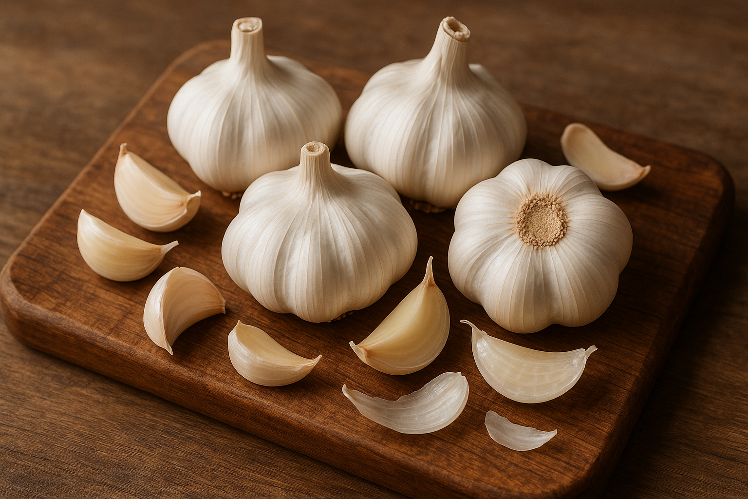 신선한 마늘과 마늘 정향