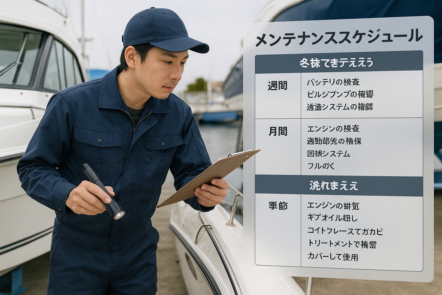 クルーザーの定期点検作業