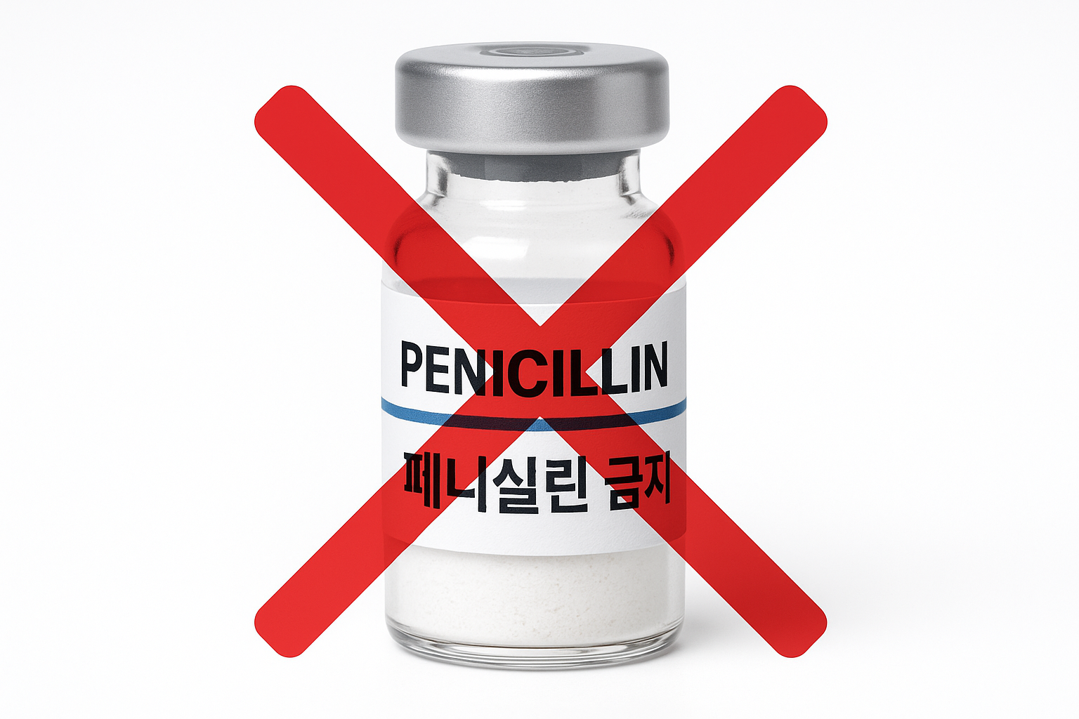 페니실린 금지 경고 이미지