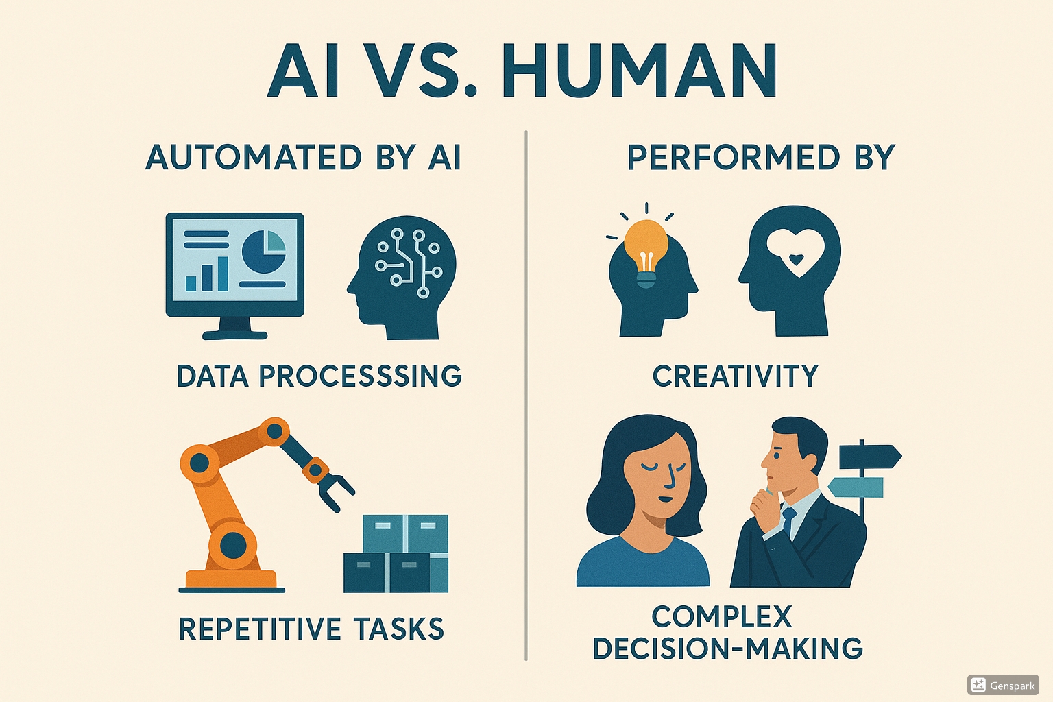 Tasks suitable for AI vs human expertise