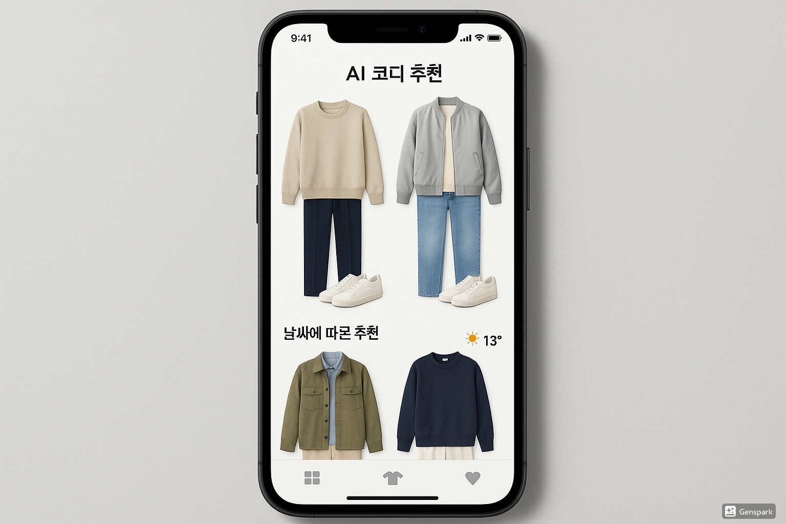 AI 코디 추천 앱 인터페이스