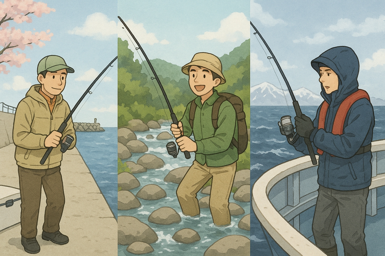 季節別の釣りシーン